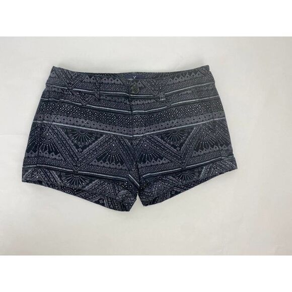 American Eagle Women's Midi Shorts Aztec Boho Stretch Print Black - Size 0 - Picture 1 of 7
